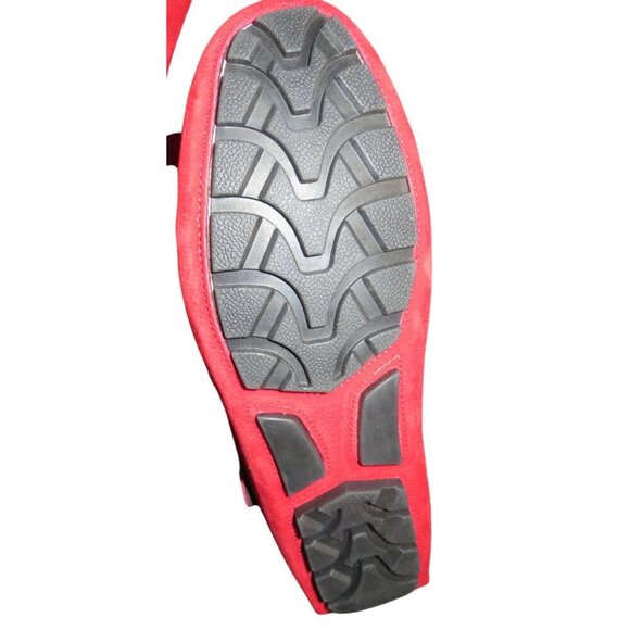 Royal Red Suede Leather Driving Loafers Moccasins size 46 or US 12 - Picture 9 of 11